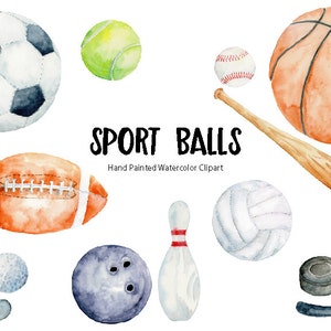 Akwarela sort ball clipart do natychmiastowego pobrania