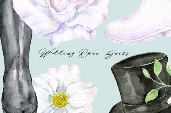 Wedding Rain Boots Wedding Wellies watercolor wellington boots wedding print rubber boots for Instant download