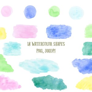 Watercolor irregular shapes watercolor pastel color instant download for background and texture