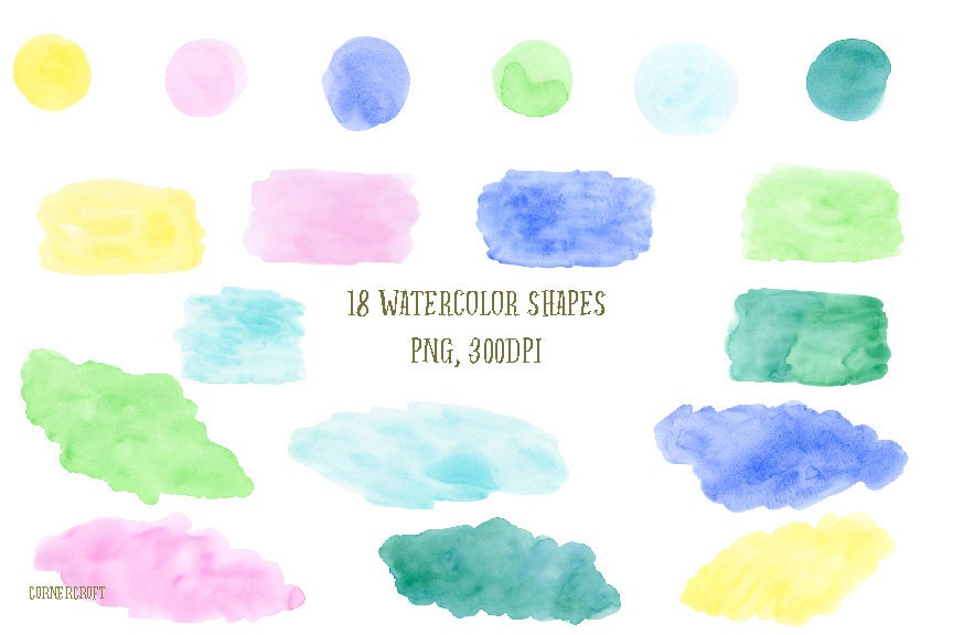 Watercolor irregular shapes watercolor pastel color instant download for background and texture