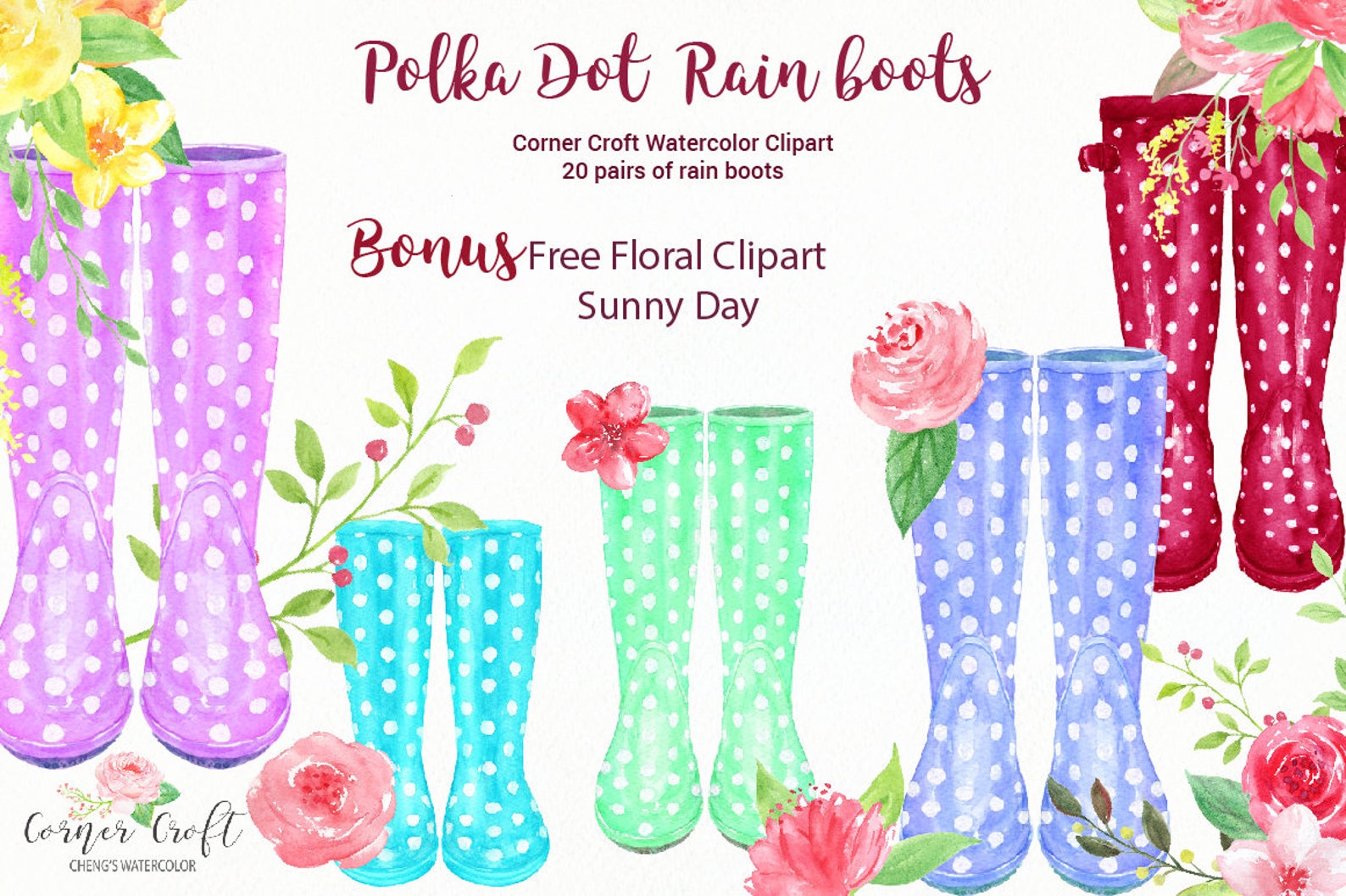 Vintage 2000’s blue polka dot wellington boots