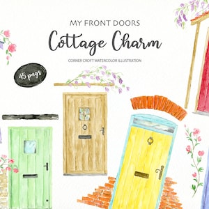 My Front Door Cottage Charm Aquarelle Illustration