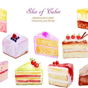 Aquarelle des cliparts gâteau tranches téléchargement album aquarelle cartes invitations de mariage