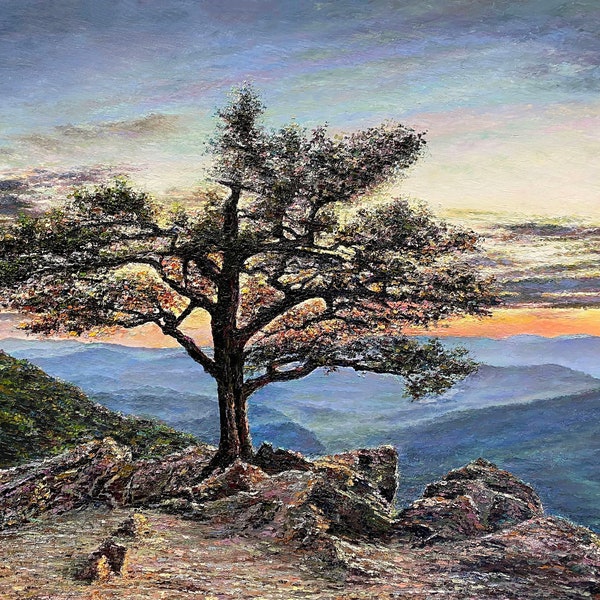 Blue Ridge Parkway Print- Ravens Roost Print- Blue Ridge Mountains- Print of Original Textured Oil Painting by Spencer Yancey