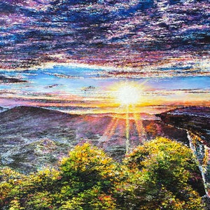 AFDRUKKEN van origineel olieverfschilderij-McAfee Daybreak-Mountain Oil Painting-Mountain Art-Print door Spencer Yancey