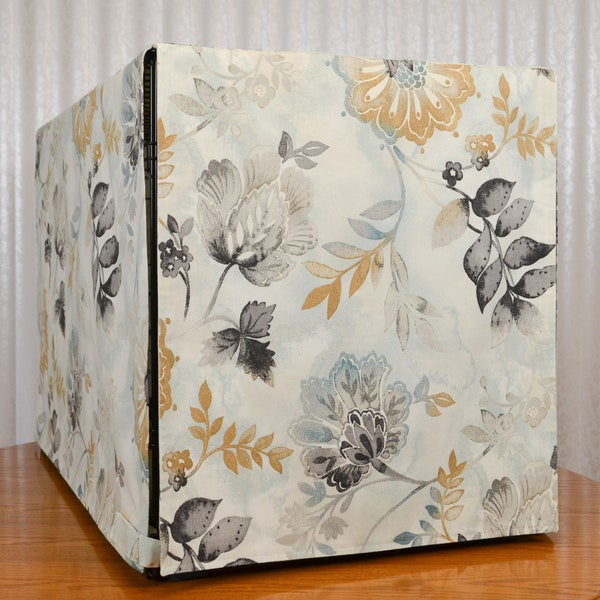 Custom Dog Crate Cover - Modern Floral (Beige/Gray)