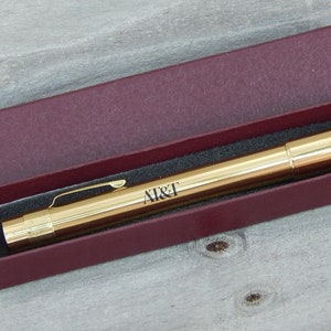 Vintage Van Cort "The Companion" Brass Pen-Sized Pocket Kaleidoscope w/ Box, AT&T Company Advertising Employee Gift Award