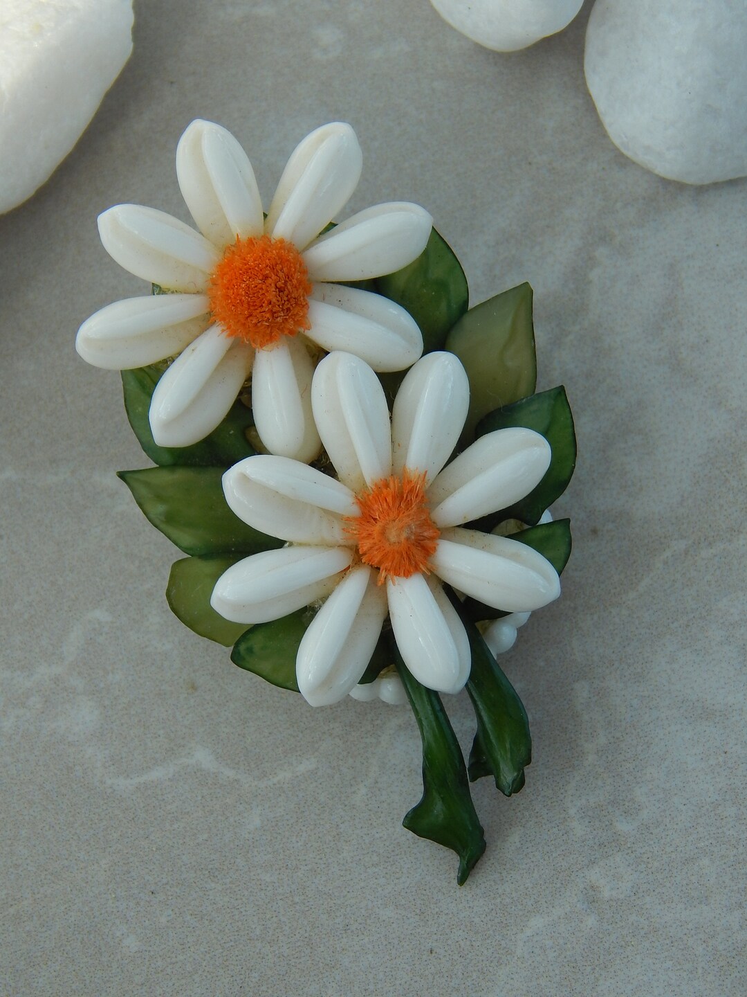 Vintage Daisy Flower Seashell Sea Shell Brooch Pin - Etsy
