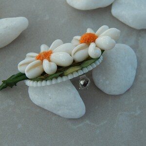 Vintage Daisy Flower Seashell Sea Shell Brooch Pin - Etsy