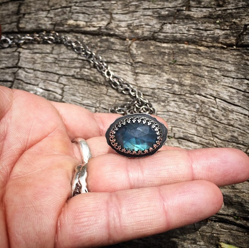 Personal power pendulum necklace amulet talismanquartz crystal pointlabradorite