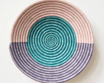 African Basket- Nyakizu // Rwanda Basket // Woven Basket // Sisal & Sweetgrass // Blush Pink, Lilac, Teal