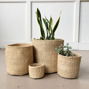 African Storage Plant Basket // Kenya Kiondo Basket // Woven Sisal Planter // Khaki