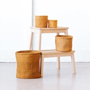 African Storage Plant Basket // Kenya Kiondo Basket // Woven Sisal Planter // Ochre