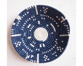 African Basket- Kigembe Rwanda Basket Woven Basket Sisal Sweetgrass Blue, White
