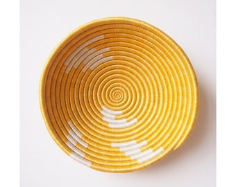 Different shades of Blue Sisal /& Sweetgrass Basket Handmade in Rwanda ~11 RB084 White Hand Woven African Basket Decorative Woven Bowl
