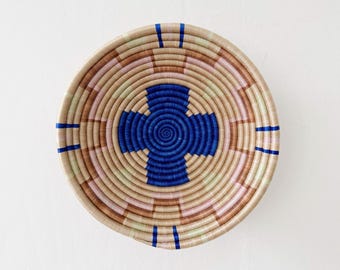 Large African Basket- Lokolama // Rwanda Basket // Woven Basket // Sisal & Sweetgrass // Beige, Blue, Brown, Pink
