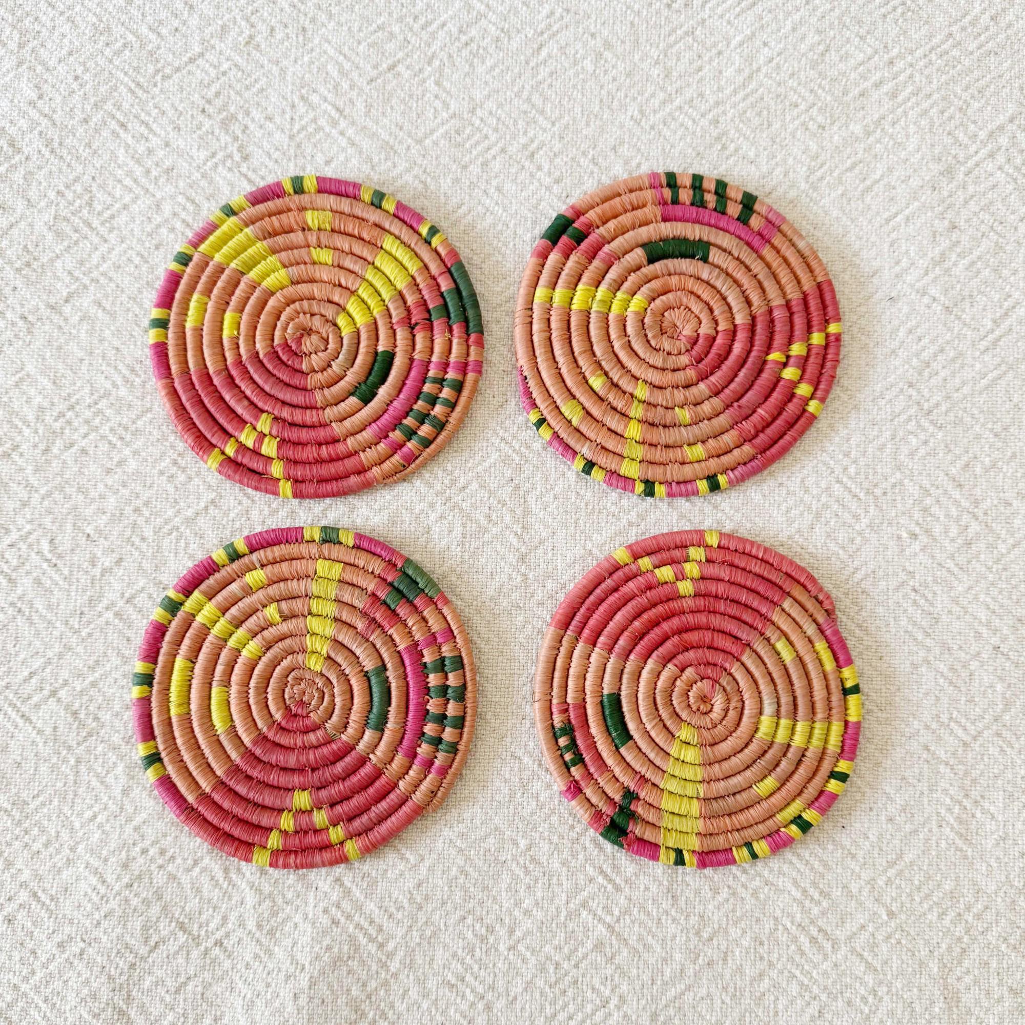 African Coasters Set- Masisi // Woven in Rwanda // Sisal & Sweetgrass ...