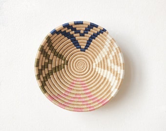 Small African Basket- Busoni // Rwanda Basket // Sisal & Sweetgrass Woven Basket // Tan, Blue, Green-Gold, Blush, White