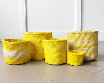 Lot De 2 Paniers Kiondo En Sisal Tissé – Rangement Coloré Et Naturel, Fait Main