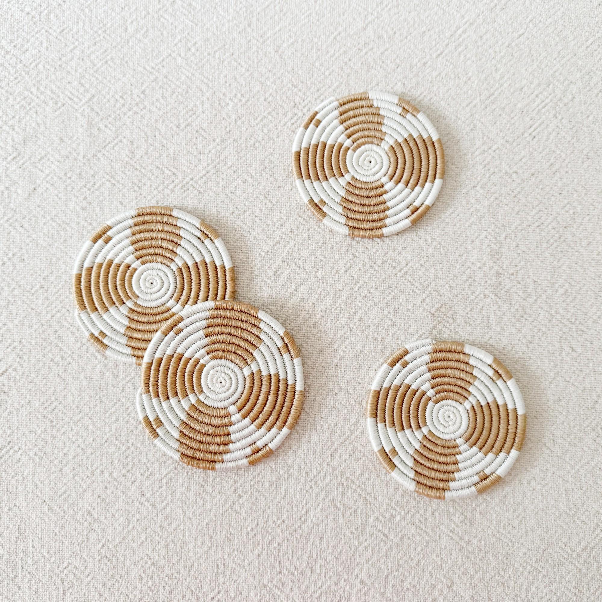 African Coasters Set- Sumve // Woven in Rwanda // Sisal & Sweetgrass ...