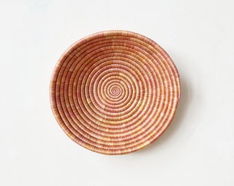 African Basket- Cyabayaga // Rwanda Basket // Woven Basket // Sisal & Sweetgrass // Orange, Pinks, Yellow, Tan