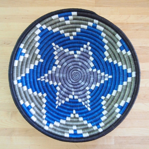 African Basket // Rwanda Basket // Woven Wall Basket // Sisal & Sweetgrass // Blue, Grey, Lavender, White, Black
