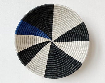 African Basket- Namansi // Rwanda Basket // Woven Basket // Sisal & Sweetgrass // Blue, Black, White