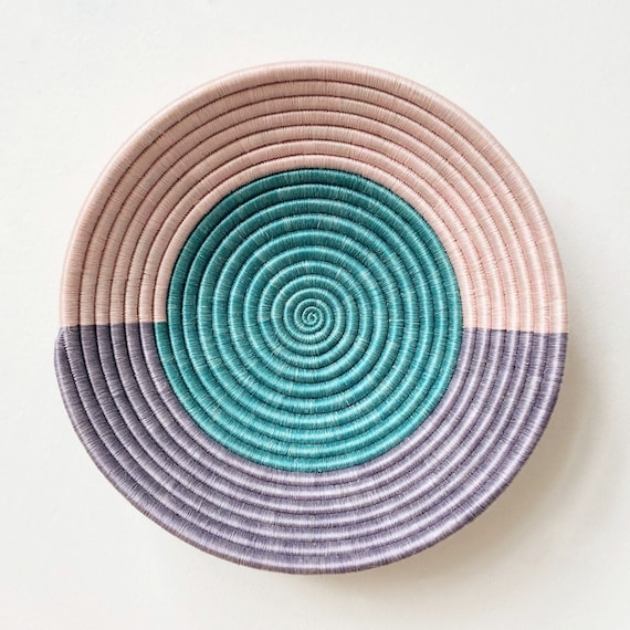 African Basket- Nyakizu // Rwanda Basket // Woven Basket // Sisal & Sweetgrass // Blush Pink, Lilac, Teal