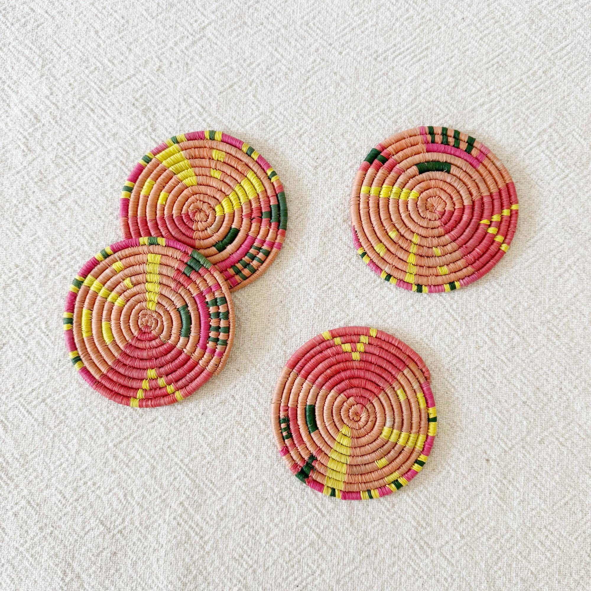 African Coasters Set- Masisi // Woven in Rwanda // Sisal & Sweetgrass ...