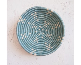 Small African Basket- Munini // Rwanda Basket // Woven Basket // Blue, White