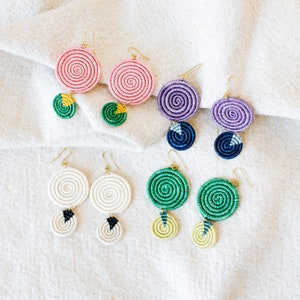 Irene Woven Earrings // African Statement Earrings // Rwanda Woven Basket Earrings