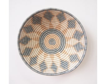 African Basket- Giti // Rwanda Basket // Woven Basket // Sisal & Sweetgrass // Blue-Gray, Tan, White