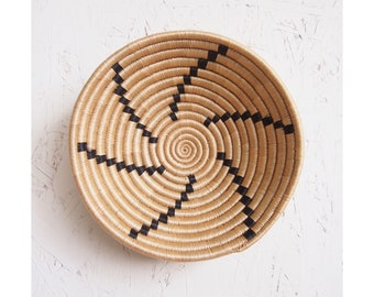 Small African Basket- Tanga // Rwanda Basket // Sisal & Sweetgrass Woven Basket //  Tan, Black