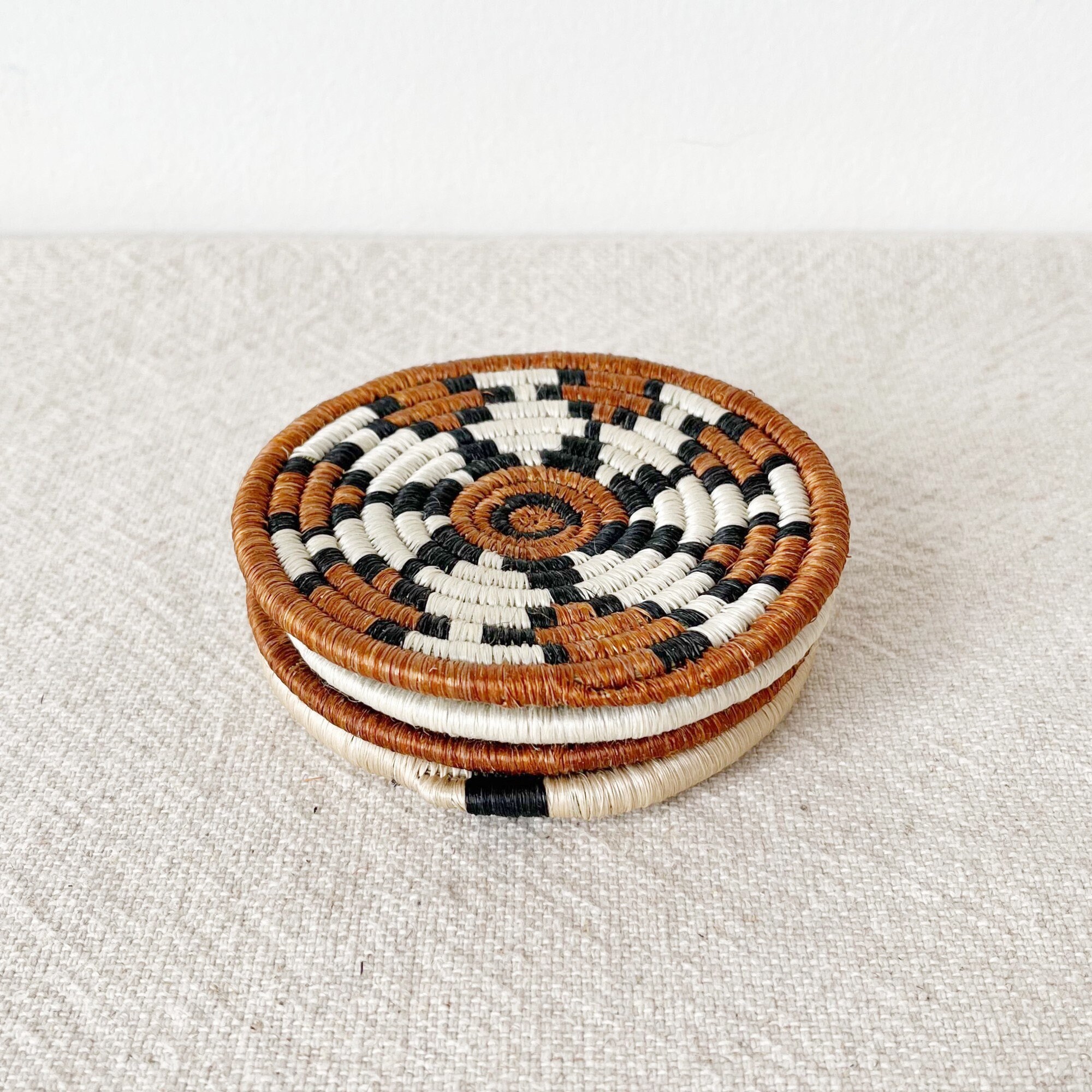 African Coasters Set- Bungoma // Woven in Rwanda // Sisal & Sweetgrass ...