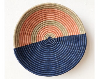 African Basket- Bogabo // Rwanda Basket // Woven Basket // Sisal & Sweetgrass // Blue, Peach, Sweetgrass