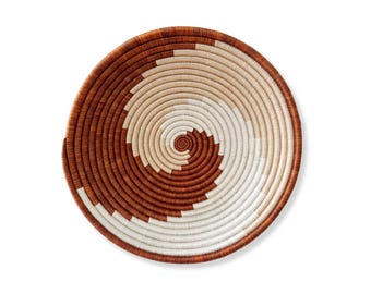 African Basket- Juru // Rwanda Basket // Woven Basket // Sisal & Sweetgrass // Burnt Orange, Tan, White