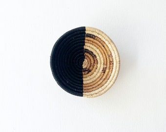 Mini African Basket- Marafa // Rwanda Basket // Raffia, Banana Bark, Sweetgrass Woven Basket // Black, Brown, Natural