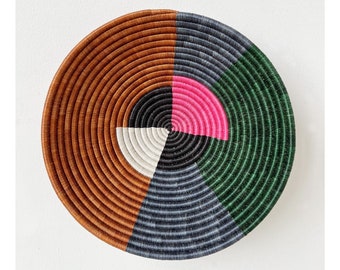 African Basket- Kinyovu // Rwanda Basket // Woven Basket // Sisal & Sweetgrass // Orange, Gray, Green, Pink, Black, White