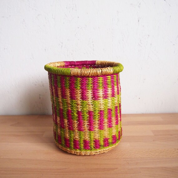 Ghana Decorative Waste Basket 082 Bolga Basket African Etsy
