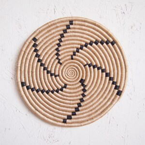 African Woven Trivet- Tanga // Rwanda Basket // Sisal & Sweetgrass // Tan, Black