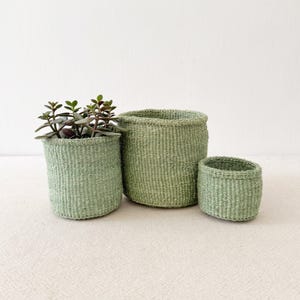African Storage Plant Basket // Kenya Kiondo Basket // Woven Sisal Planter // Pistachio // Green