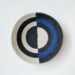 African Basket- Itigi // Rwanda Basket // Woven Basket // Sisal & Sweetgrass // Blue, Black, White