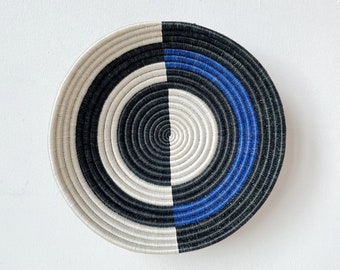 African Basket- Itigi // Rwanda Basket // Woven Basket // Sisal & Sweetgrass // Blue, Black, White