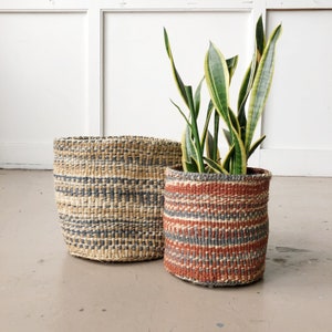 African Storage Plant Basket // Kenya Kiondo Basket // Woven Sisal Planter // Desert Constellation