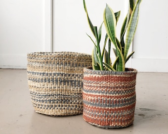 African Storage Plant Basket // Kenya Kiondo Basket // Woven Sisal Planter // Desert Constellation