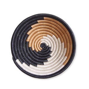 Small African Basket- Taba // Rwanda Basket // Woven Basket // Black, Tan, White