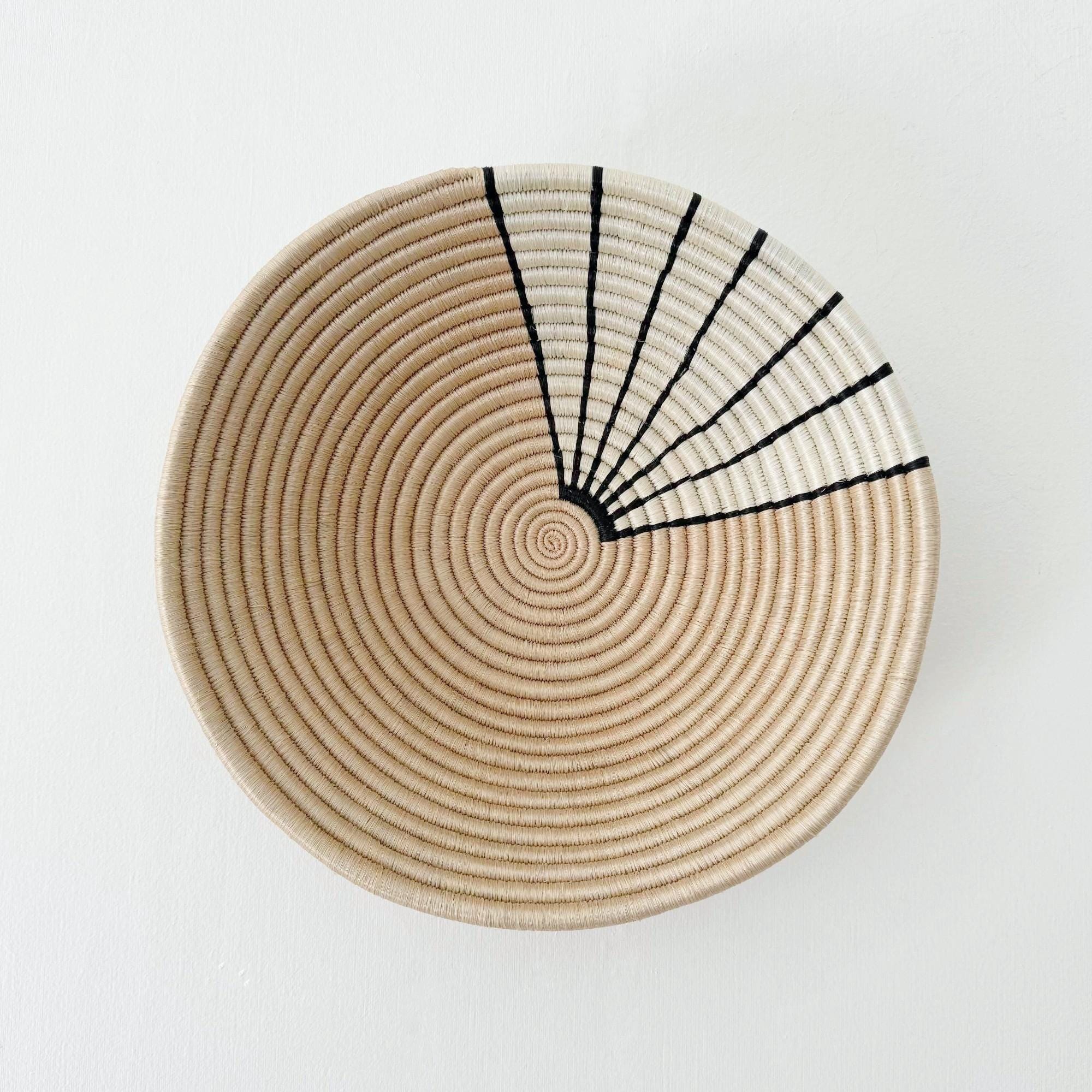 African Basket- Rukomo // Rwanda Basket // Woven Basket // Sisal & Sweetgrass // Tan, White, Black