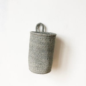 African Hanging Storage Basket // Kenya Kiondo Basket // Woven Sisal Basket // Neutrals Gray