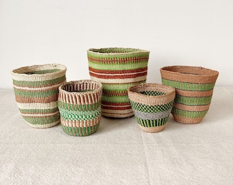 Fine Weave African Storage Basket // Kenya Kiondo Basket // Woven Sisal Planter // Assortment L