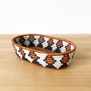 African Bread Basket- Bungoma // Sisal and Sweetgrass // Woven Basket // Made in Rwanda // Burnt Sienna, Black, White